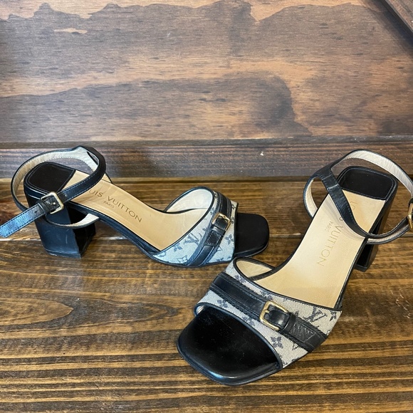 Louis Vuitton mini Lin sandals blue size 36.5 - Picture 1 of 8